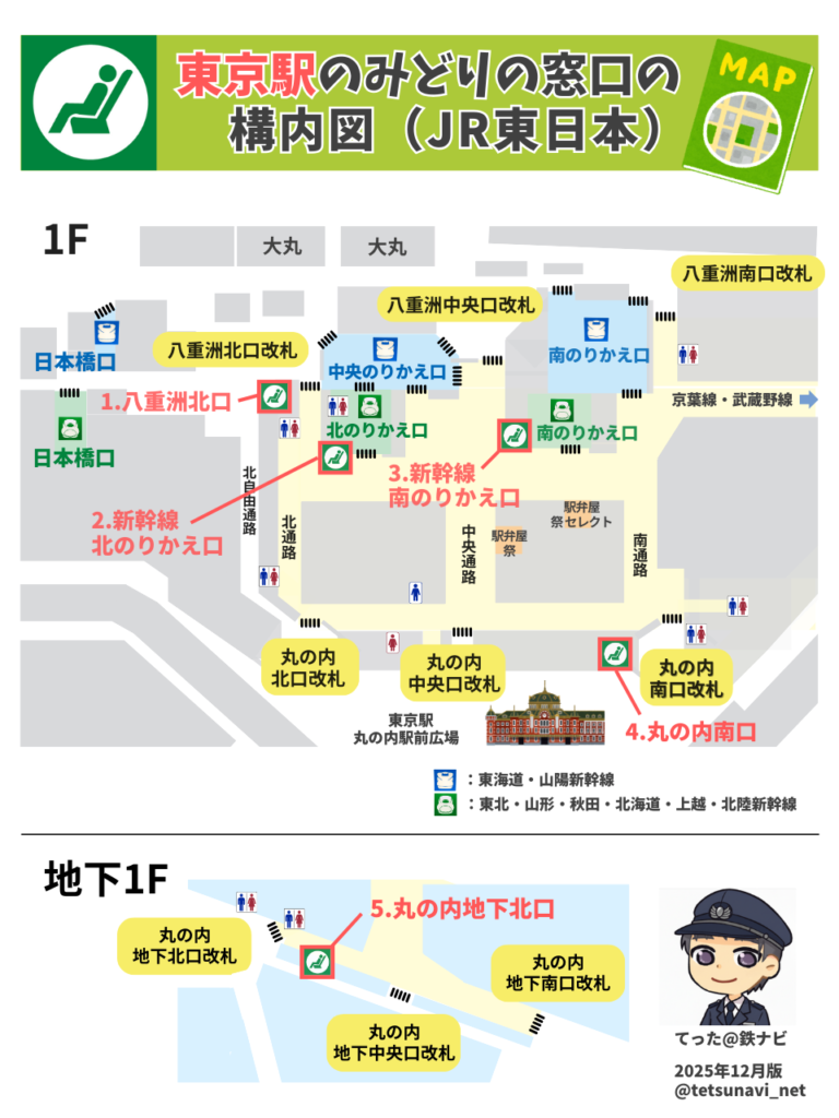 東京駅のみどりの窓口はどこ？行き方は？構内図・営業時間・混雑状況・電話番号も解説