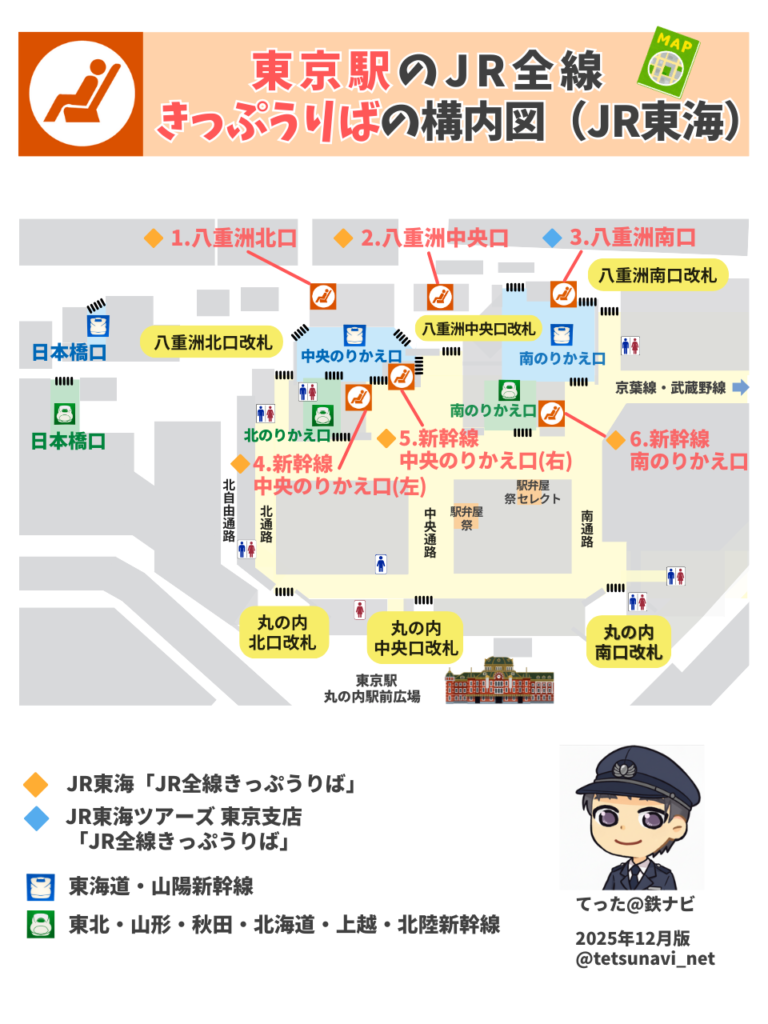 東京駅のJR東海のみどりの窓口「JR全線きっぷうりば」はどこ？行き方や営業時間を元駅員が解説