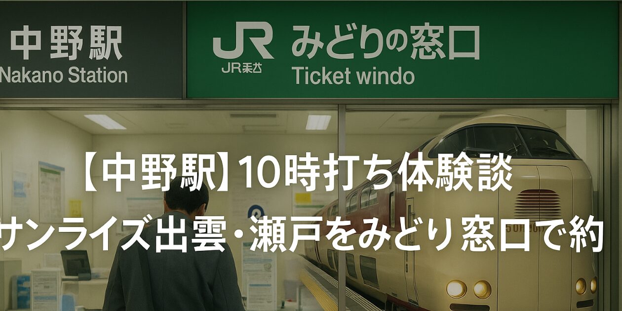 【中野駅】10時打ち体験談｜サンライズ出雲・瀬戸をみどりの窓口で予約