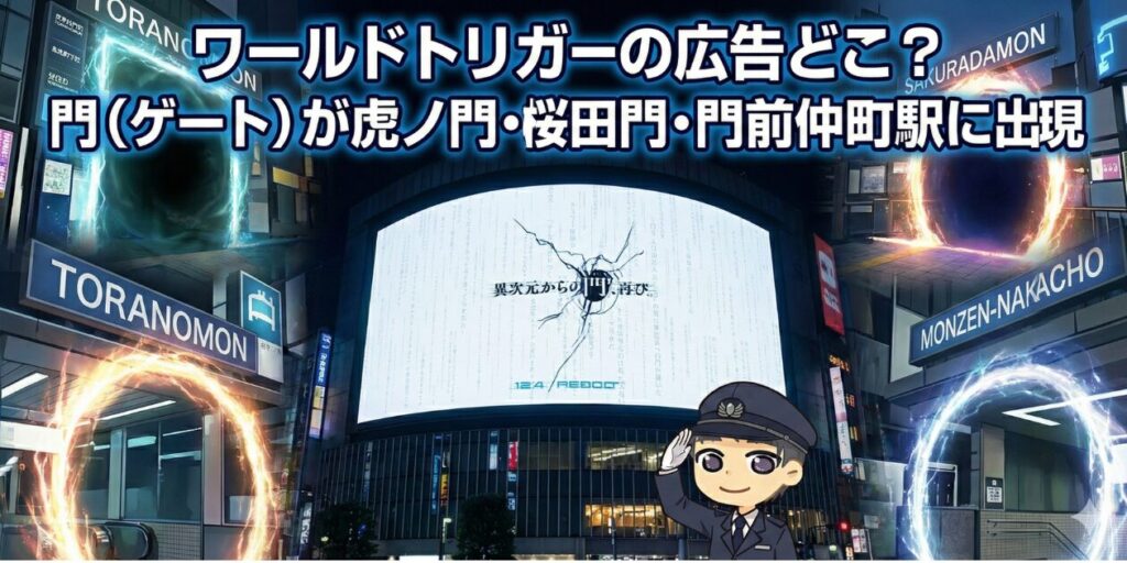 ワールドトリガーの広告どこ？虎ノ門・桜田門・門前仲町駅に出現した門（ゲート）の行き方を解説します。