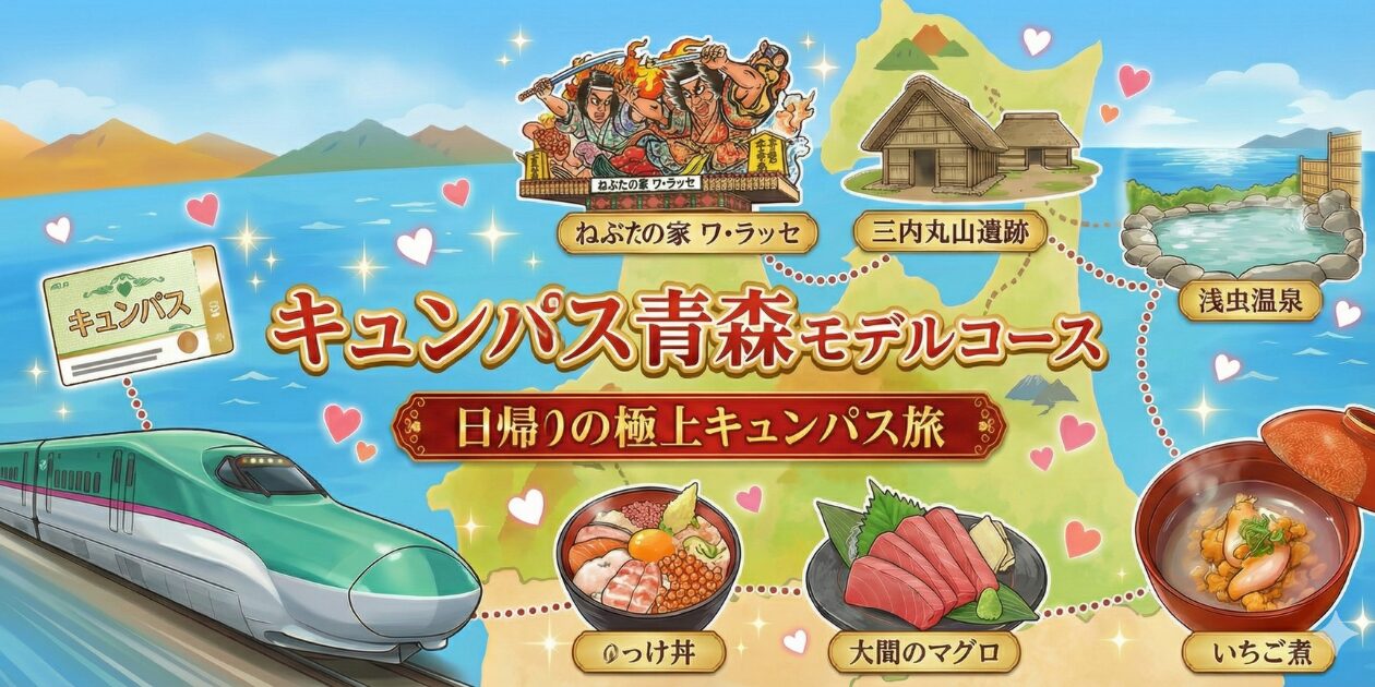 「日帰りのキュンパス極上旅」シリーズの青森モデルコース編。元鉄道員が穴場の指定席を取る裏ワザも伝授。