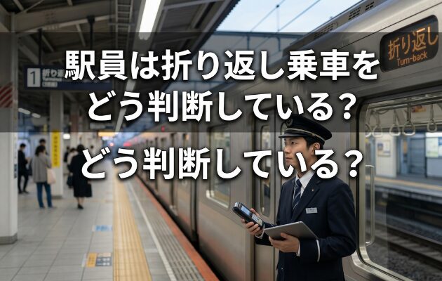 駅員は折り返し乗車をどう判断している？と書かれたイラスト