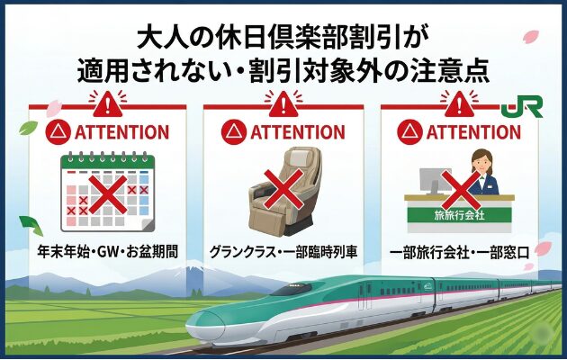 大人の休日倶楽部割引が適用されない・割引対象外の注意点