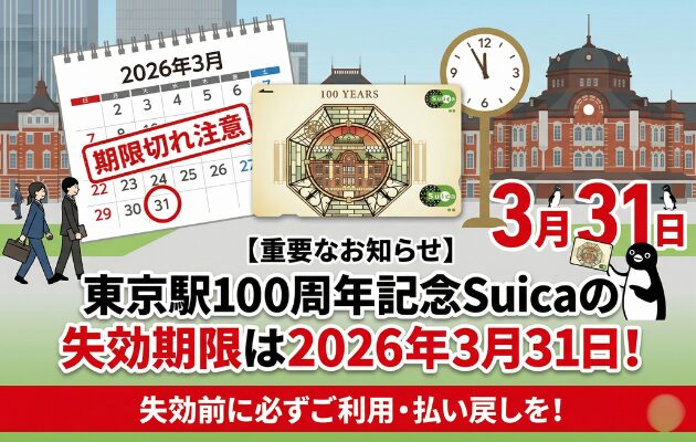 まとめ：東京駅100周年記念Suicaの失効期限は2026年3月31日！