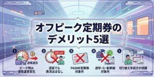 アイキャッチ画像 元駅員がオフピーク定期券のデメリット5つと損益分岐点を解説。損する人・得する人の違いが分かります。