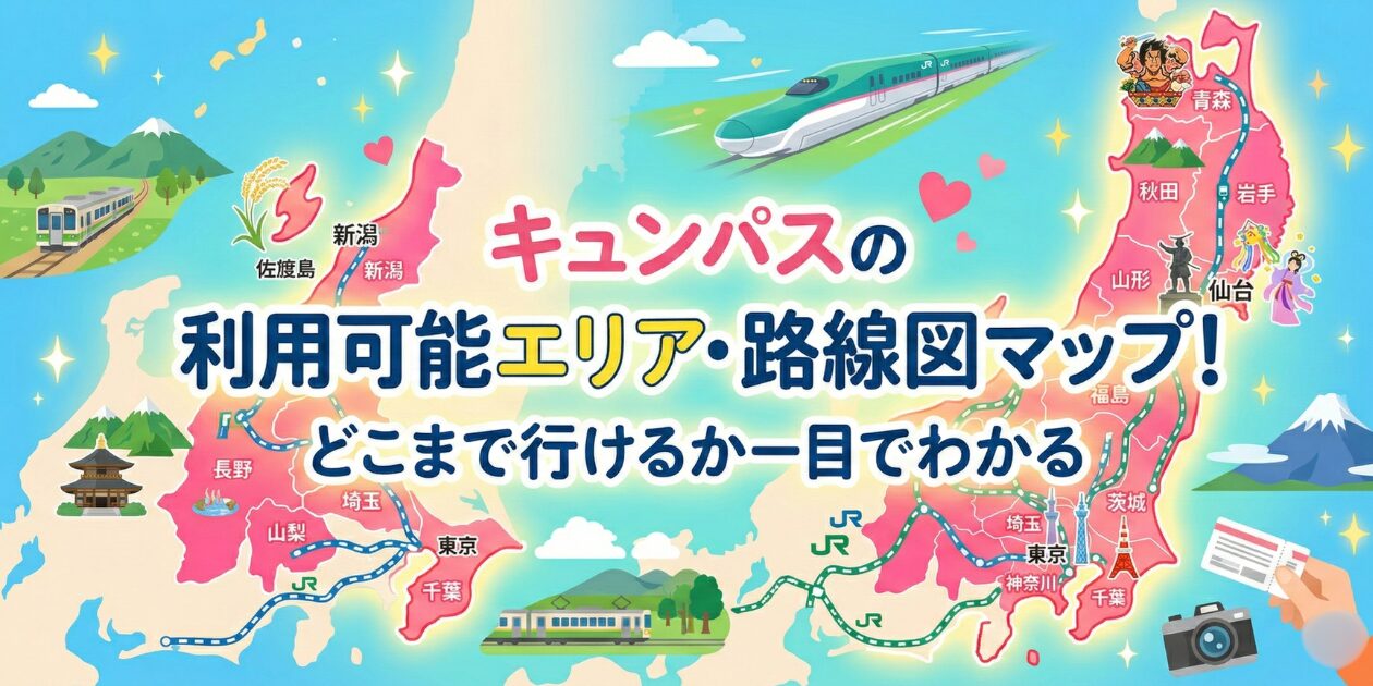 アイキャッチ画像 【キュンパスの利用可能エリア・路線図マップ】どこまで行けるか一目でわかる