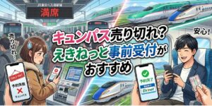 アイキャッチ画像 キュンパスに売り切れはありません!買えないと噂の指定席を確保する事前受付のコツと裏ワザを元駅員が解説。やまびこ自由席体験談も。