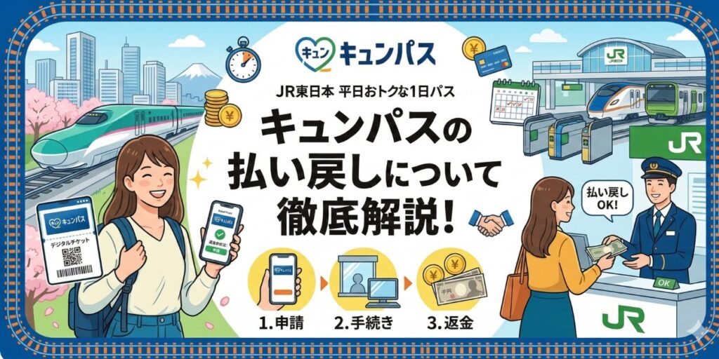 キュンパス払い戻し・キャンセルの手数料と期限を鉄道専門家が解説！発券前後の違いや遅延対応など、損しない手順を完全網羅。