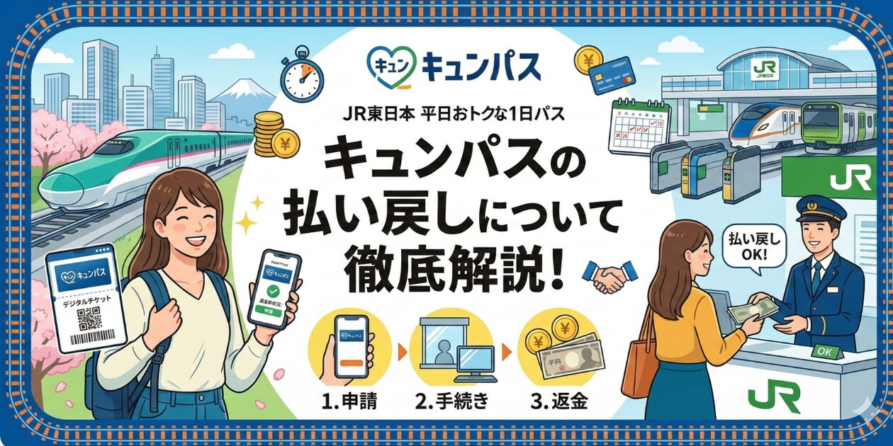 キュンパス払い戻し・キャンセルの手数料と期限を鉄道専門家が解説!発券前後の違いや遅延対応など、損しない手順を完全網羅。