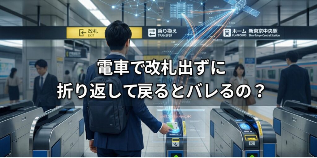 改札を出ずに折り返し乗車しようとする乗客のイラスト