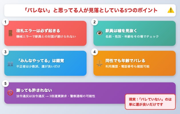 「バレない」と思ってる人が見落としている5つのポイントの図解