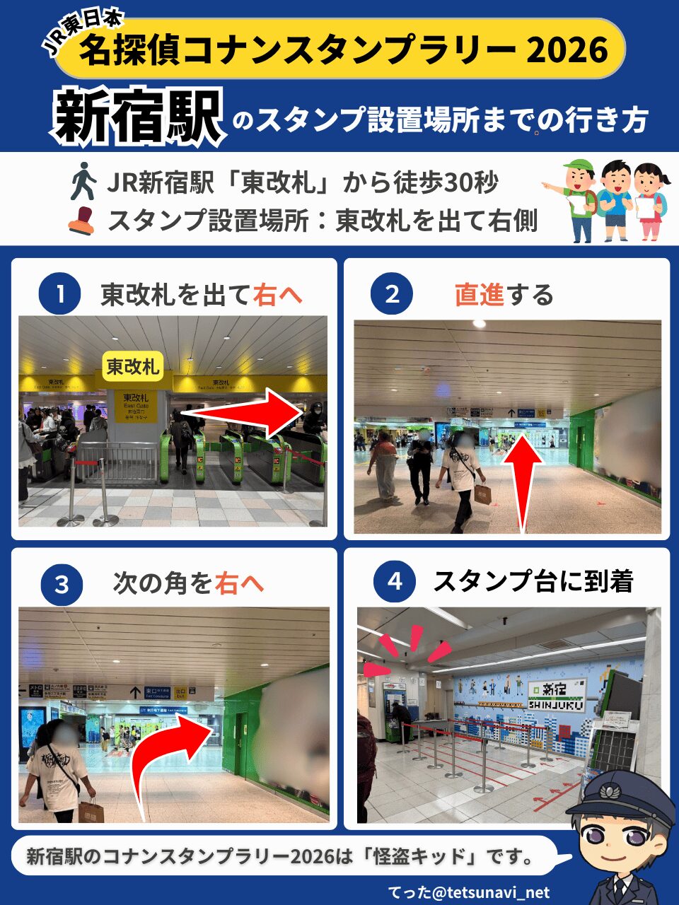 新宿駅 改札からスタンプ台までの写真ナビ