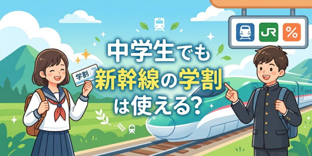 中学生が学割証で買った新幹線の学割きっぷを持っているイラスト