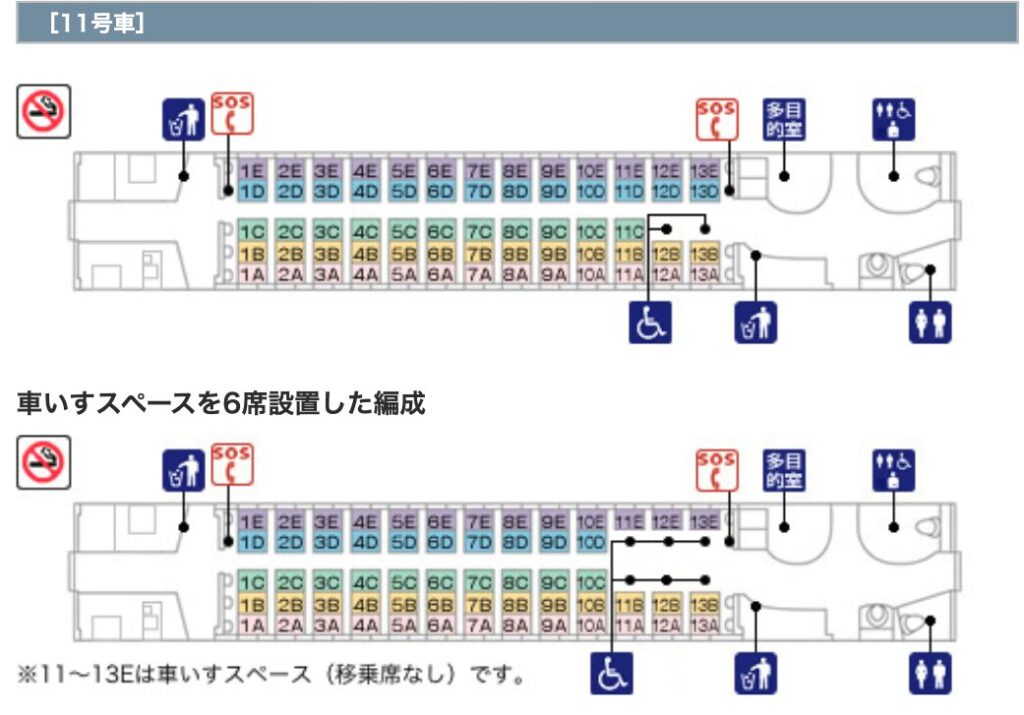 【のぞみのトイレ11号車】座席配置・車内設備（N700S)