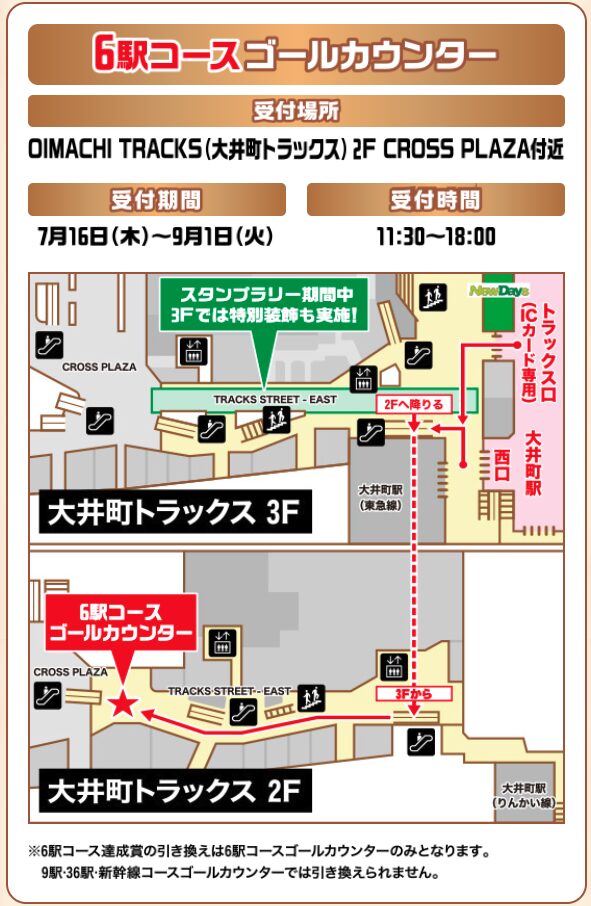 ポケモンスタンプラリー2026の6駅コースゴールカウンター「大井町トラックス」