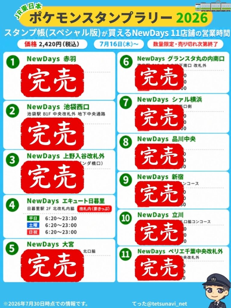 【図解】ポケモンスタンプラリー2026有料スタンプ帳(スペシャル版)が購入できる NewDays残り1店舗