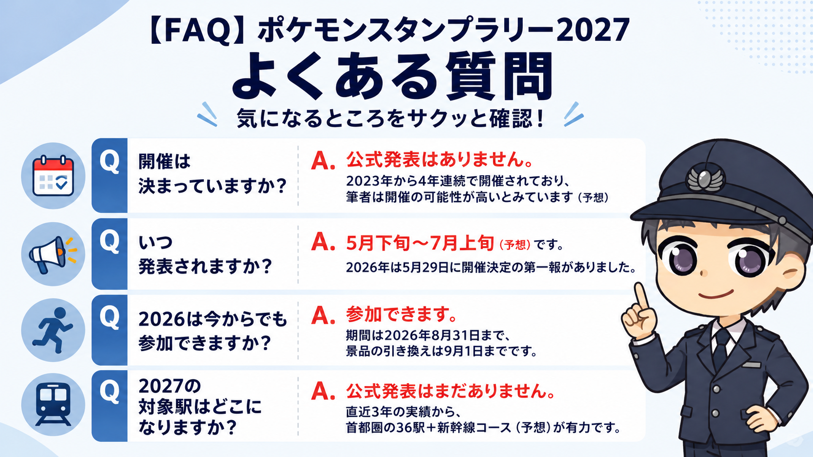 【FAQ】ポケモンスタンプラリー2027のよくある質問