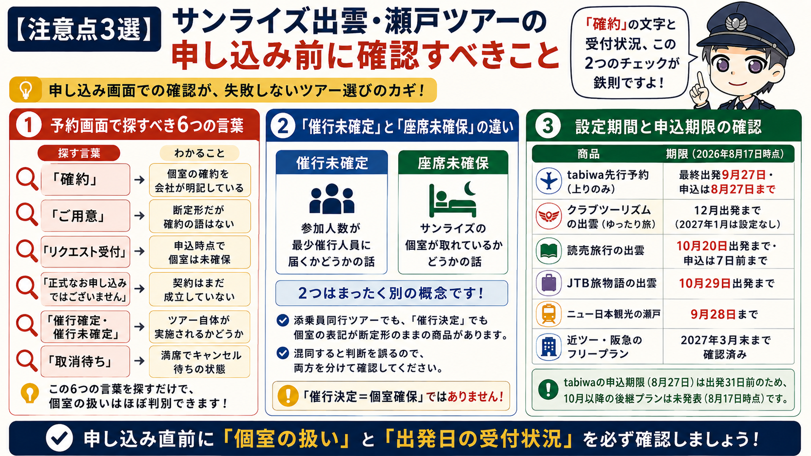 【注意点3選】サンライズツアーの申し込み前に確認すべきこと